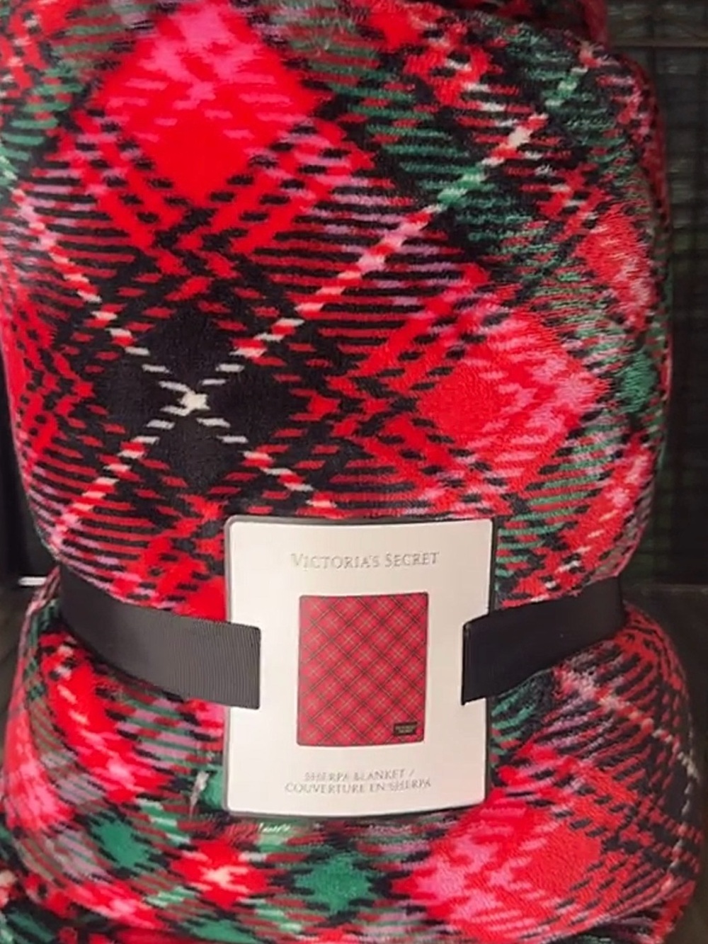 Victoria's Secret VS Sherpa Plaid Blanket Throw 50in x 60in